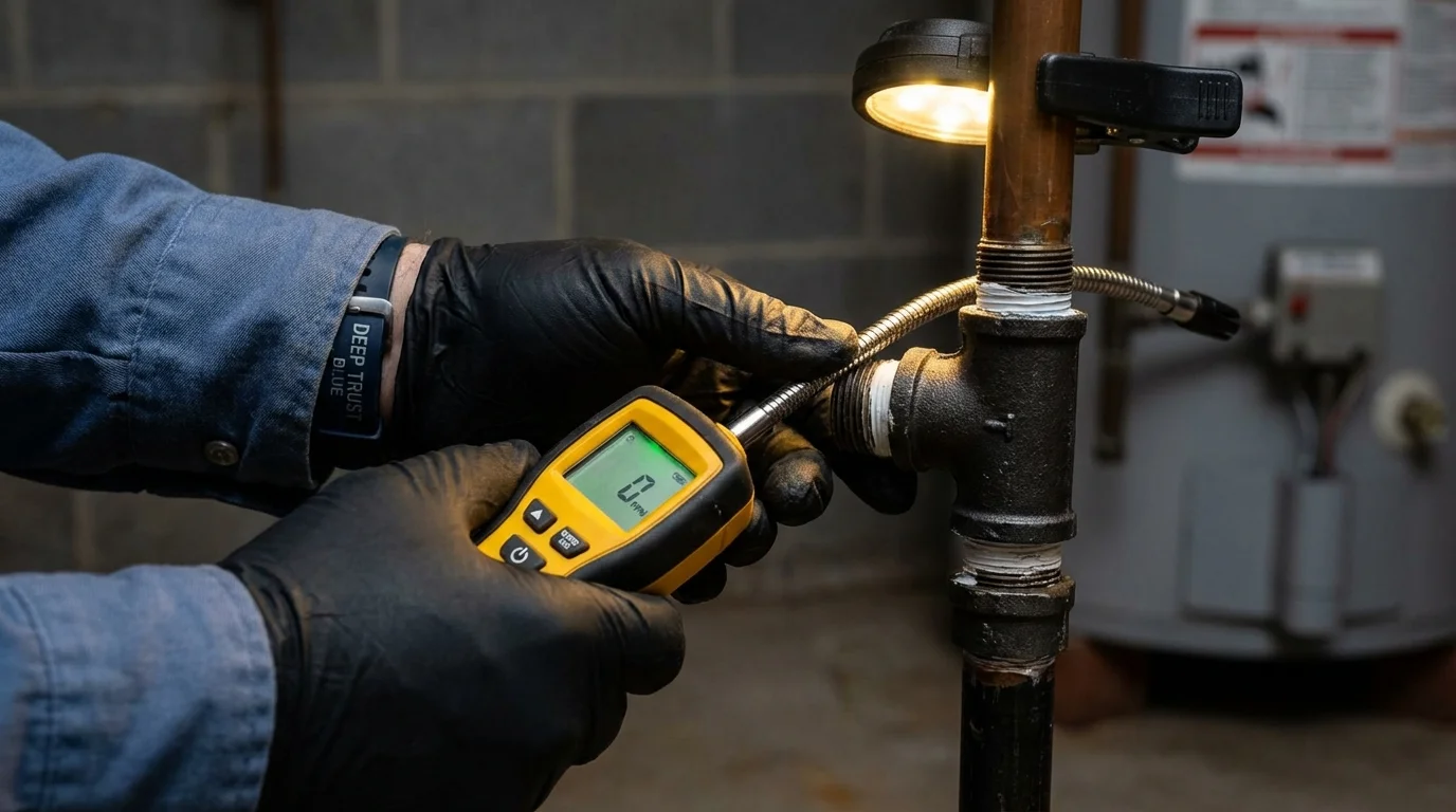 Gas leak detection with electronic sniffer by Johns Plumbing LLC in Pine Valley