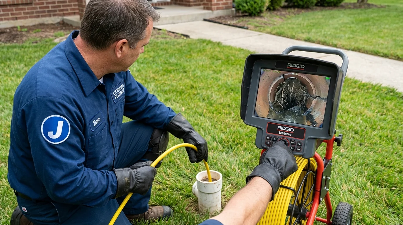 Sewer camera inspection being performed by Johns Plumbing LLC in Pine Valley